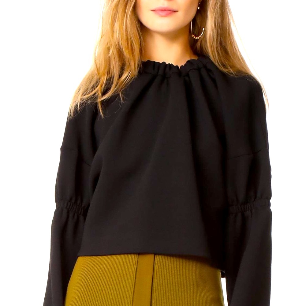 Tibi Black Cropped Sweatshirt